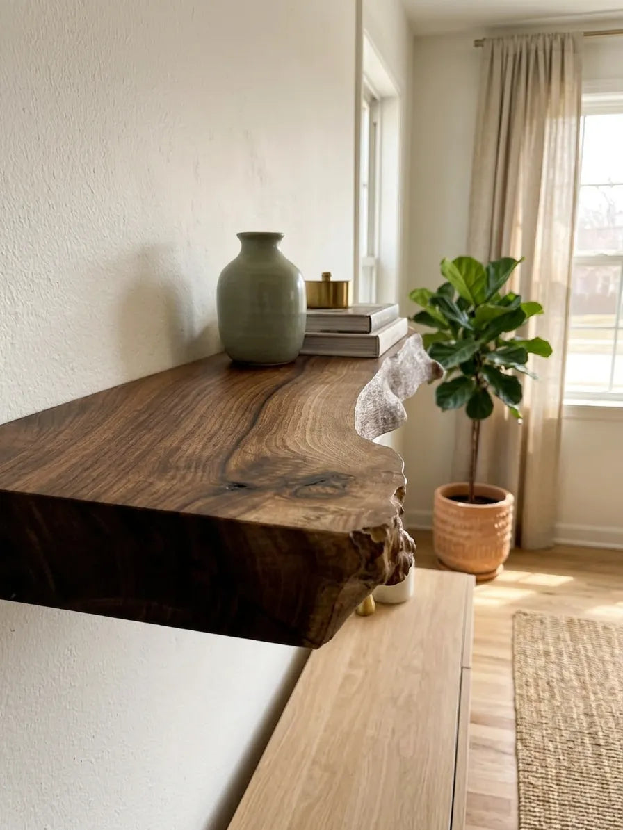 Live Edge Walnut Floating Shelf