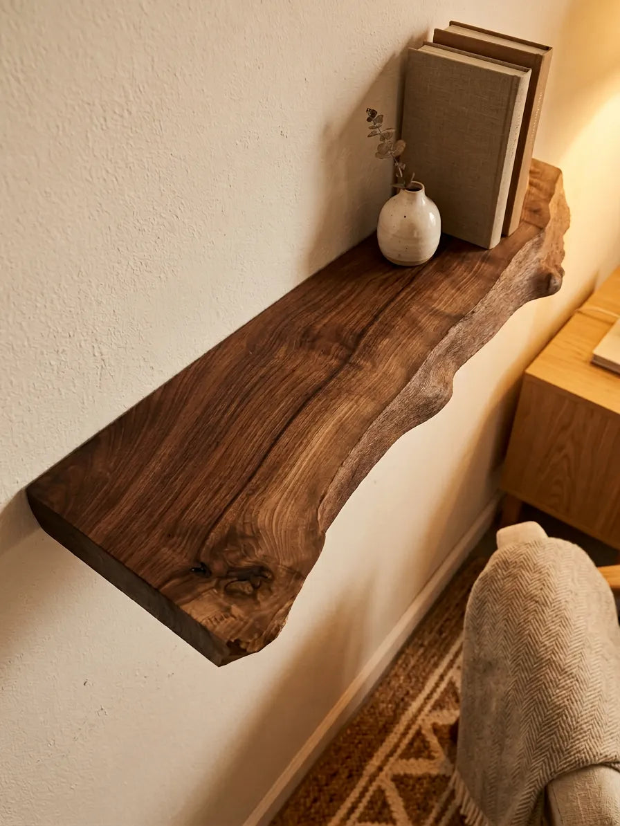 Live Edge Walnut Floating Shelf